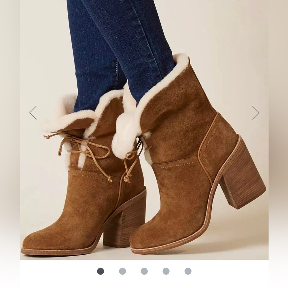 UGG Australia Jerene Wool Lined Lace Up Boots 1018674 W / Tan Size 9